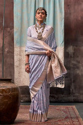 LIGHT PURPLE SHADED PURE SATIN HANDLOOM WEAVING SILK SAREES